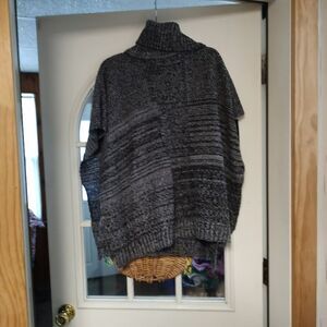New Steve Madden Dark Gray Turtleneck Sweater Poncho Women's One Size